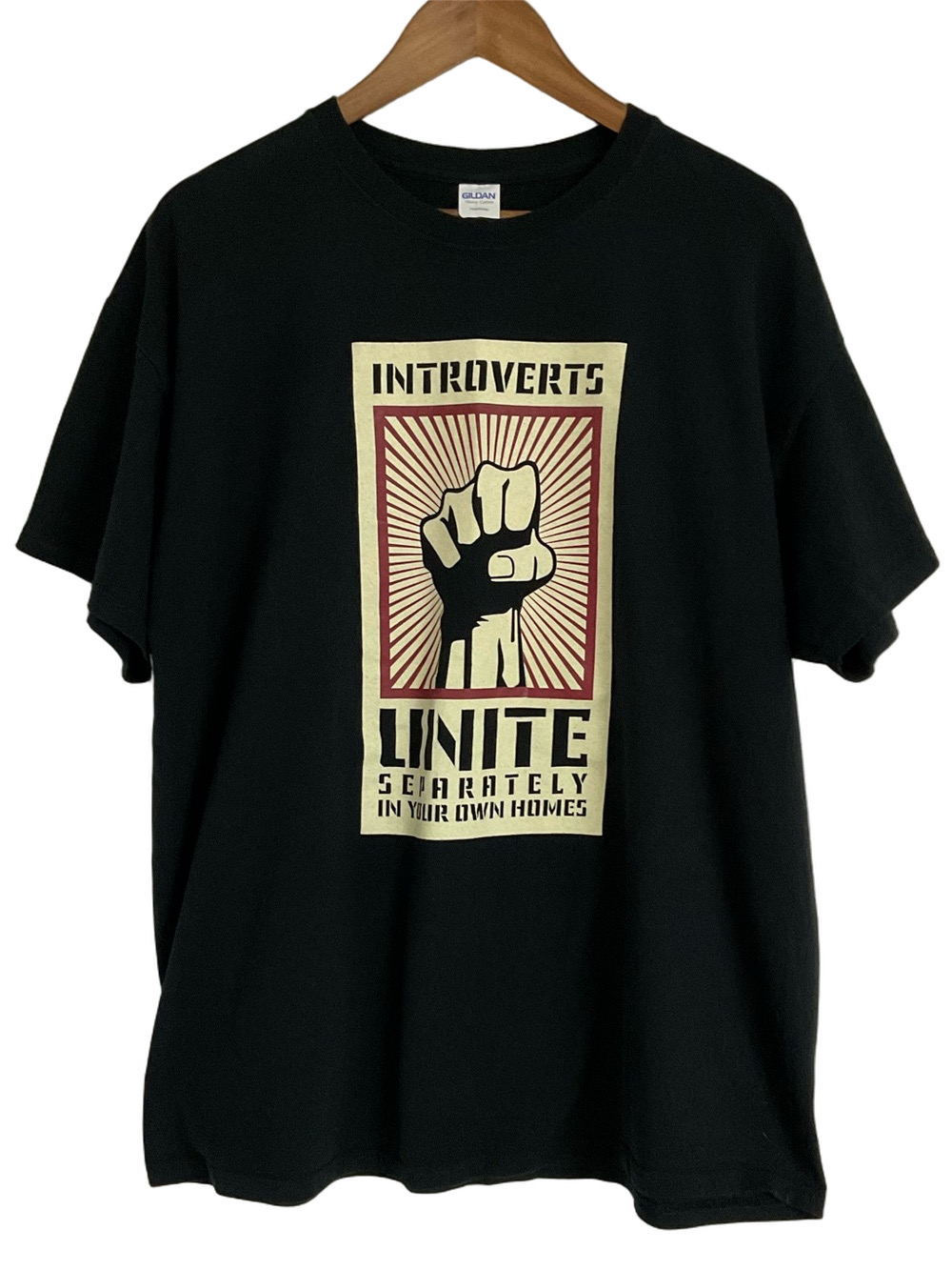 Gildan Black Short-Sleeve 'Introverts Unite' Graphic Tee Men’s Size XL